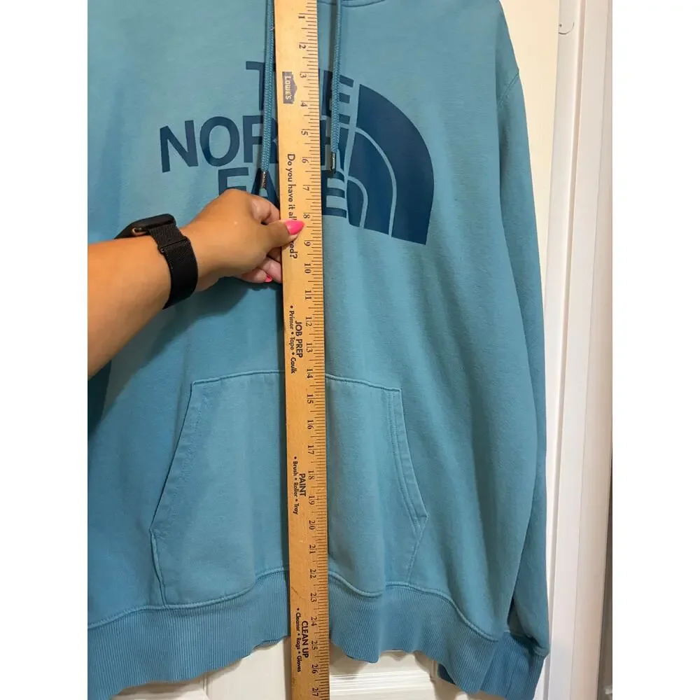 The North Face Hoodie Men Large Blue Teal Pullover  Graphic Sweatshirt Fleece